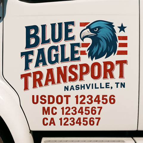 Custom Designed USDOT Truck Door Decal Lettering Signs For Semi-Trucks & Work Trucks (Set of 2)