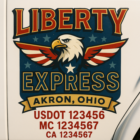 Custom Designed USDOT Truck Door Decal Lettering Signs For Semi-Trucks & Work Trucks (Set of 2)