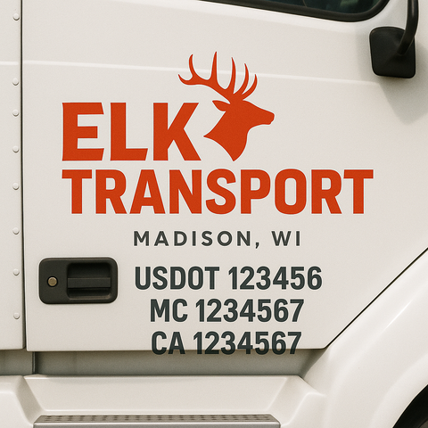 Custom Designed USDOT Truck Door Decal Lettering Signs For Semi-Trucks & Work Trucks (Set of 2)