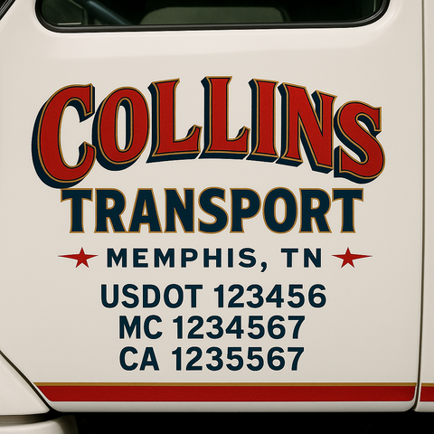 Custom Designed USDOT Truck Door Decal Lettering Signs For Semi-Trucks & Work Trucks (Set of 2)