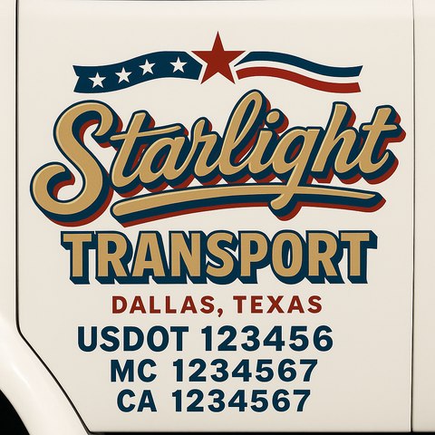 Custom Designed USDOT Truck Door Decal Lettering Signs For Semi-Trucks & Work Trucks (Set of 2)