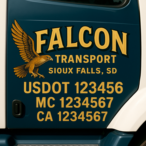 Custom Designed USDOT Truck Door Decal Lettering Signs For Semi-Trucks & Work Trucks (Set of 2)