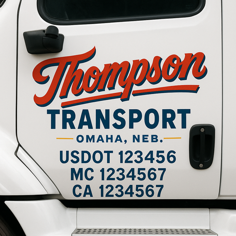 Custom Designed USDOT Truck Door Decal Lettering Signs For Semi-Trucks & Work Trucks (Set of 2)