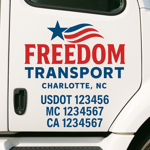 Custom Designed USDOT Truck Door Decal Lettering Signs For Semi-Trucks & Work Trucks (Set of 2)