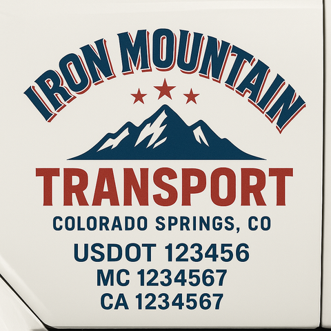 Custom Designed USDOT Truck Door Decal Lettering Signs For Semi-Trucks & Work Trucks (Set of 2)