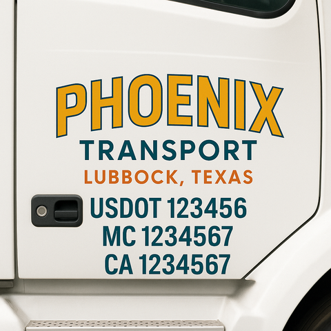 Custom Designed USDOT Truck Door Decal Lettering Signs For Semi-Trucks & Work Trucks (Set of 2)