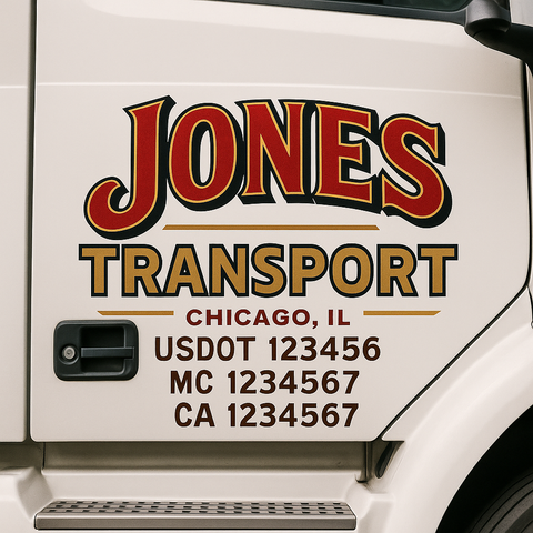 Custom Designed USDOT Truck Door Decal Lettering Signs For Semi-Trucks & Work Trucks (Set of 2)