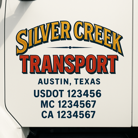 Custom Designed USDOT Truck Door Decal Lettering Signs For Semi-Trucks & Work Trucks (Set of 2)