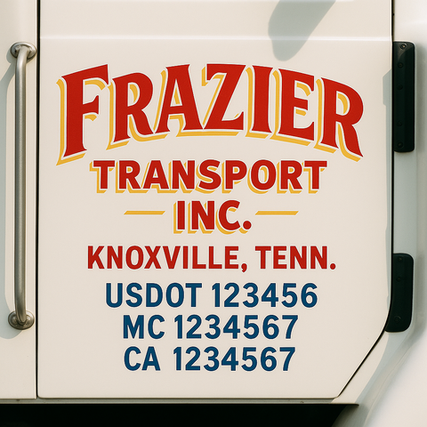 Custom Designed USDOT Truck Door Decal Lettering Signs For Semi-Trucks & Work Trucks (Set of 2)