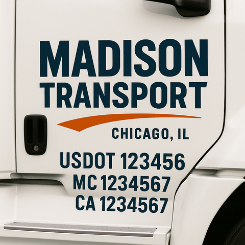 Custom Designed USDOT Truck Door Decal Lettering Signs For Semi-Trucks & Work Trucks (Set of 2)