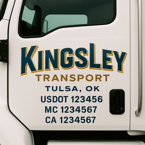 Custom Designed USDOT Truck Door Decal Lettering Signs For Semi-Trucks & Work Trucks (Set of 2)