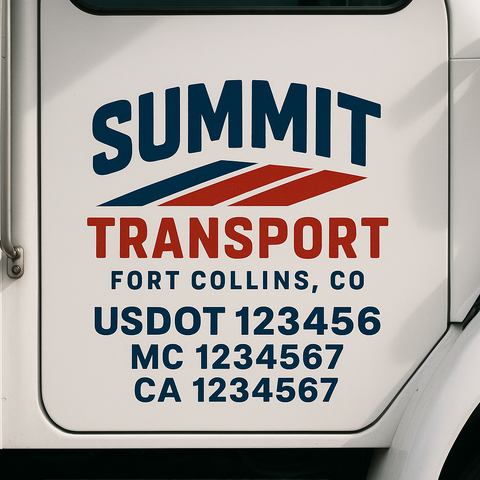 Custom Designed USDOT Truck Door Decal Lettering Signs For Semi-Trucks & Work Trucks (Set of 2)
