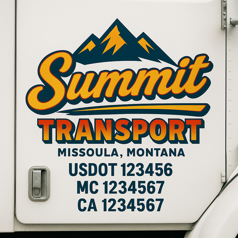 Custom Designed USDOT Truck Door Decal Lettering Signs For Semi-Trucks & Work Trucks (Set of 2)