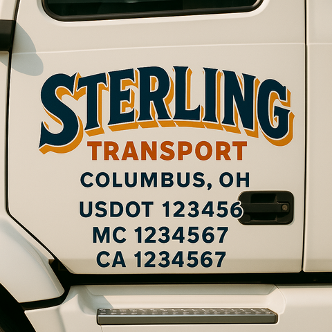 Custom Designed USDOT Truck Door Decal Lettering Signs For Semi-Trucks & Work Trucks (Set of 2)