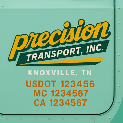 Custom Designed USDOT Truck Door Decal Lettering Signs For Semi-Trucks & Work Trucks (Set of 2)