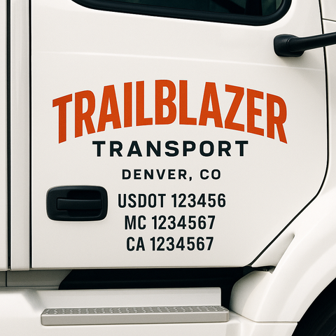 Custom Designed USDOT Truck Door Decal Lettering Signs For Semi-Trucks & Work Trucks (Set of 2)