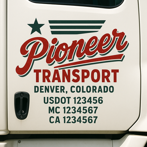 Custom Designed USDOT Truck Door Decal Lettering Signs For Semi-Trucks & Work Trucks (Set of 2)