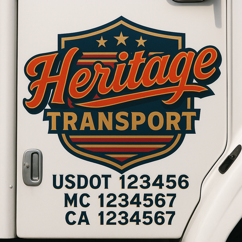 Custom Designed USDOT Truck Door Decal Lettering Signs For Semi-Trucks & Work Trucks (Set of 2)