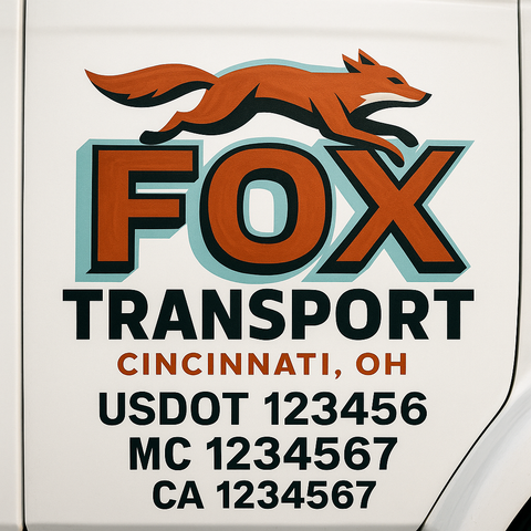 Custom Designed USDOT Truck Door Decal Lettering Signs For Semi-Trucks & Work Trucks (Set of 2)