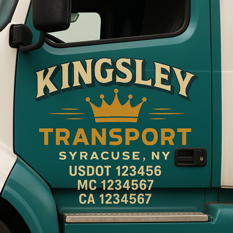 Custom Designed USDOT Truck Door Decal Lettering Signs For Semi-Trucks & Work Trucks (Set of 2)