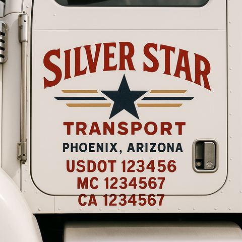 Custom Designed USDOT Truck Door Decal Lettering Signs For Semi-Trucks & Work Trucks (Set of 2)