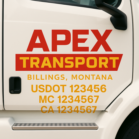 Custom Designed USDOT Truck Door Decal Lettering Signs For Semi-Trucks & Work Trucks (Set of 2)