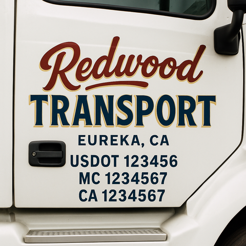 Custom Designed USDOT Truck Door Decal Lettering Signs For Semi-Trucks & Work Trucks (Set of 2)
