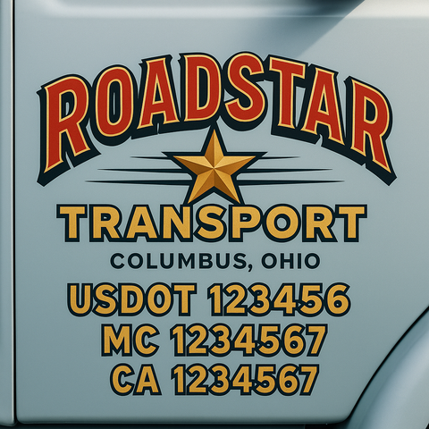 Custom Designed USDOT Truck Door Decal Lettering Signs For Semi-Trucks & Work Trucks (Set of 2)