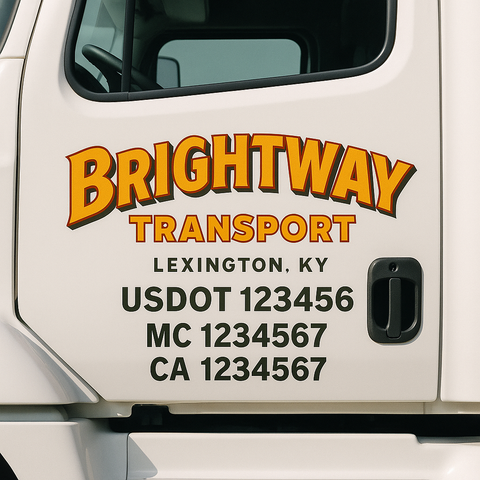 Custom Designed USDOT Truck Door Decal Lettering Signs For Semi-Trucks & Work Trucks (Set of 2)