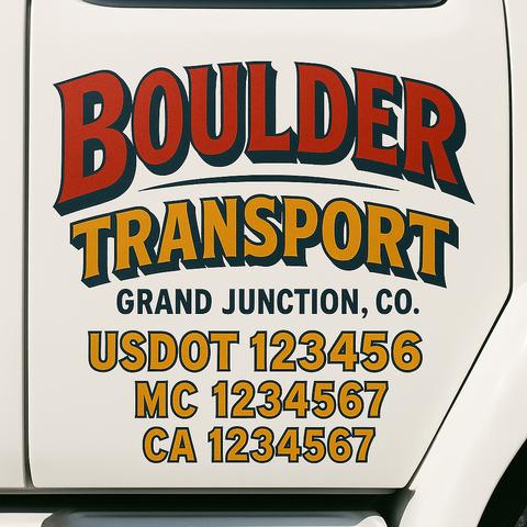 Custom Designed USDOT Truck Door Decal Lettering Signs For Semi-Trucks & Work Trucks (Set of 2)