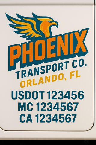 Custom Designed USDOT Truck Door Decal Lettering Signs For Semi-Trucks & Work Trucks (Set of 2)