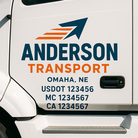 Custom Designed USDOT Truck Door Decal Lettering Signs For Semi-Trucks & Work Trucks (Set of 2)