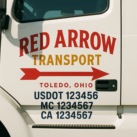 Custom Designed USDOT Truck Door Decal Lettering Signs For Semi-Trucks & Work Trucks (Set of 2)