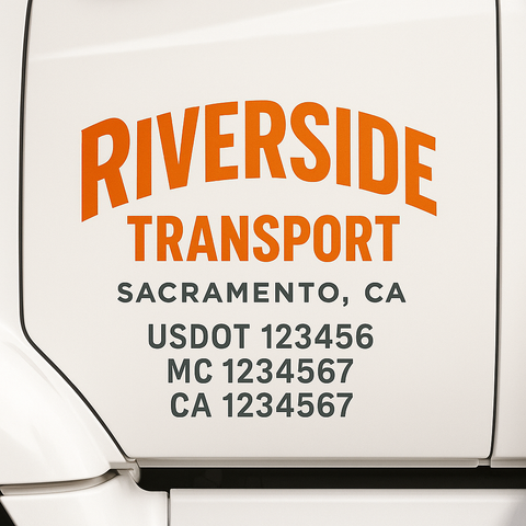 Custom Designed USDOT Truck Door Decal Lettering Signs For Semi-Trucks & Work Trucks (Set of 2)