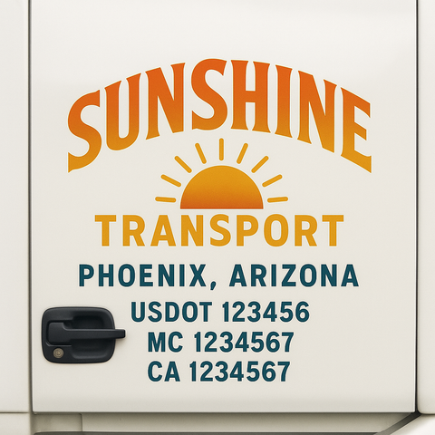 Custom Designed USDOT Truck Door Decal Lettering Signs For Semi-Trucks & Work Trucks (Set of 2)