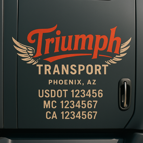 Custom Designed USDOT Truck Door Decal Lettering Signs For Semi-Trucks & Work Trucks (Set of 2)