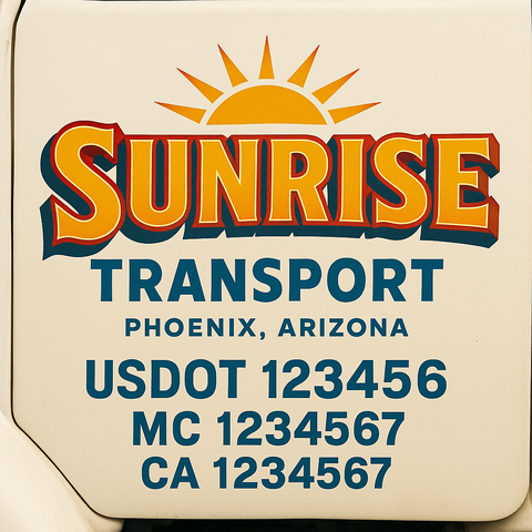 Custom Designed USDOT Truck Door Decal Lettering Signs For Semi-Trucks & Work Trucks (Set of 2)