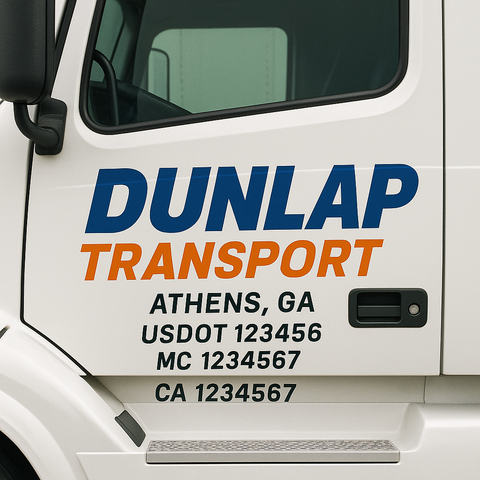 Custom Designed USDOT Truck Door Decal Lettering Signs For Semi-Trucks & Work Trucks (Set of 2)