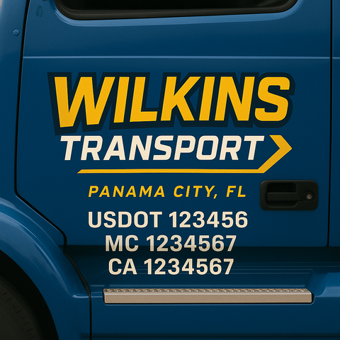 Custom Designed USDOT Truck Door Decal Lettering Signs For Semi-Trucks & Work Trucks (Set of 2)
