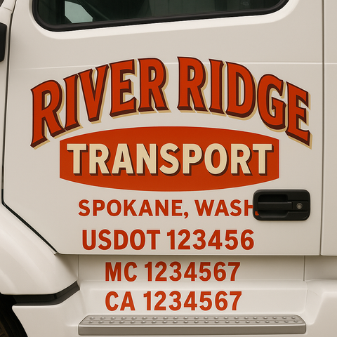 Custom Designed USDOT Truck Door Decal Lettering Signs For Semi-Trucks & Work Trucks (Set of 2)