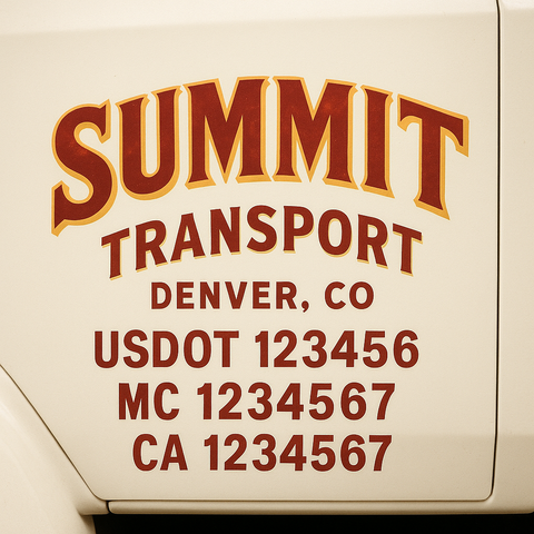 Custom Designed USDOT Truck Door Decal Lettering Signs For Semi-Trucks & Work Trucks (Set of 2)