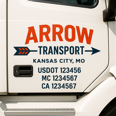 Custom Designed USDOT Truck Door Decal Lettering Signs For Semi-Trucks & Work Trucks (Set of 2)