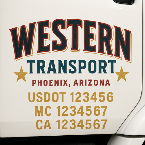 Custom Designed USDOT Truck Door Decal Lettering Signs For Semi-Trucks & Work Trucks (Set of 2)