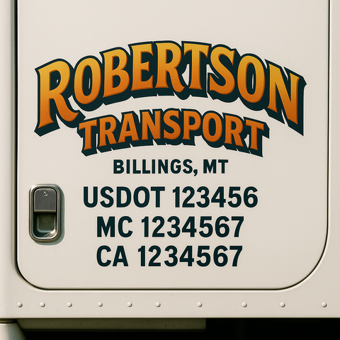 Custom Designed USDOT Truck Door Decal Lettering Signs For Semi-Trucks & Work Trucks (Set of 2)