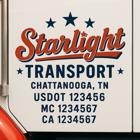 Custom Designed USDOT Truck Door Decal Lettering Signs For Semi-Trucks & Work Trucks (Set of 2)