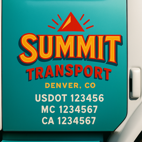 Custom Designed USDOT Truck Door Decal Lettering Signs For Semi-Trucks & Work Trucks (Set of 2)