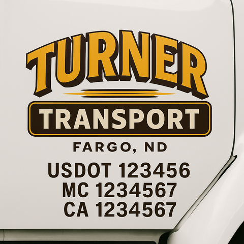 Custom Designed USDOT Truck Door Decal Lettering Signs For Semi-Trucks & Work Trucks (Set of 2)