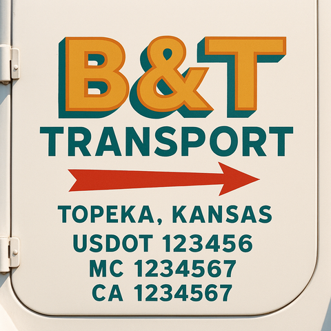 Custom Designed USDOT Truck Door Decal Lettering Signs For Semi-Trucks & Work Trucks (Set of 2)