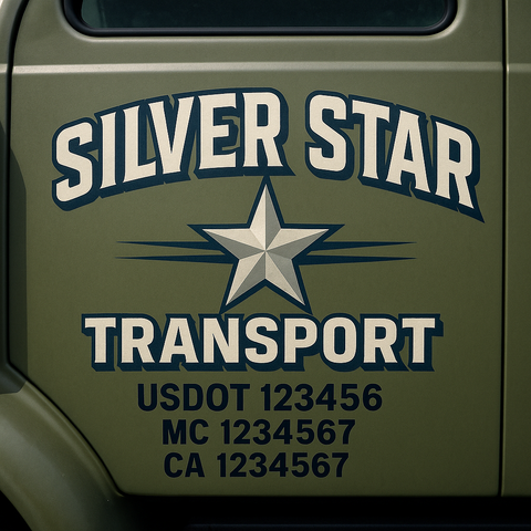 Custom Designed USDOT Truck Door Decal Lettering Signs For Semi-Trucks & Work Trucks (Set of 2)