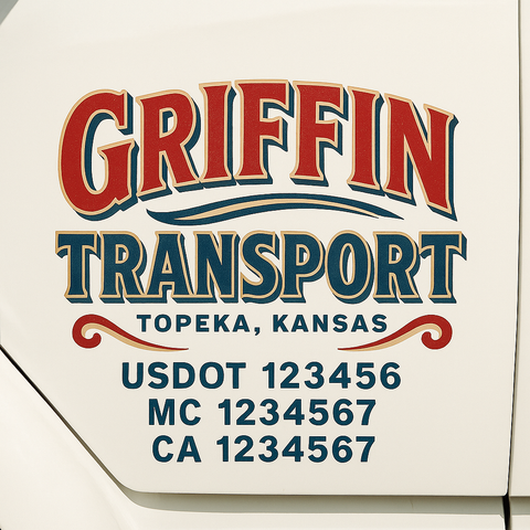 Custom Designed USDOT Truck Door Decal Lettering Signs For Semi-Trucks & Work Trucks (Set of 2)